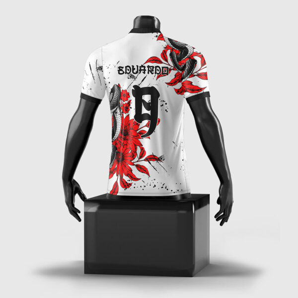 Fundo da Camisa Interclasse com Arte Vetor Serpente Floral Vermelho 2024
