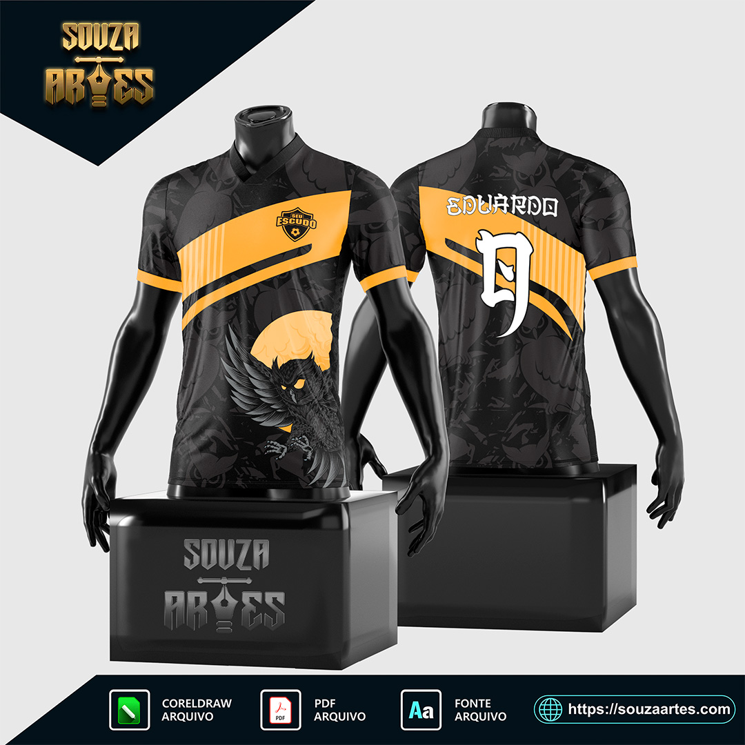 Design de camisa InterClasse 2024-2025 com coruja noturna, em vetor, nos formatos Corel Draw X7, PDF e com fonte TTF inclusa.