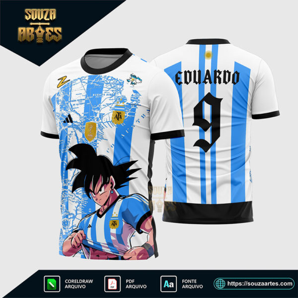 Arte Vetor Camisa Interclasse Argentina Goku Dragon Ball Corel Draw para sublimação