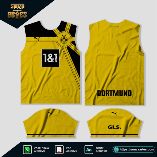 Arte Vetor Camisa Borussia Dortmund Conceito 2024 Corel Draw para sublimação