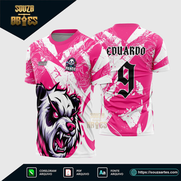 Arte Vetor Camisa Interclasse Urso Panda Rosa Corel Draw para sublimação