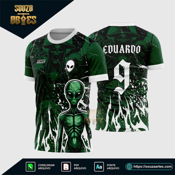 Arte Vetor Camisa Interclasse Alien Verde Corel Draw para sublimação
