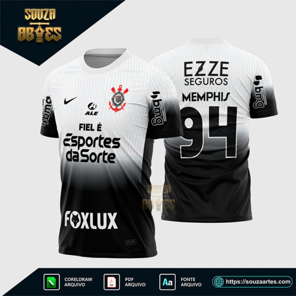 Arte Vetor Camisa Corinthians Titular 2024 2025 Corel Draw X7 para sublimação