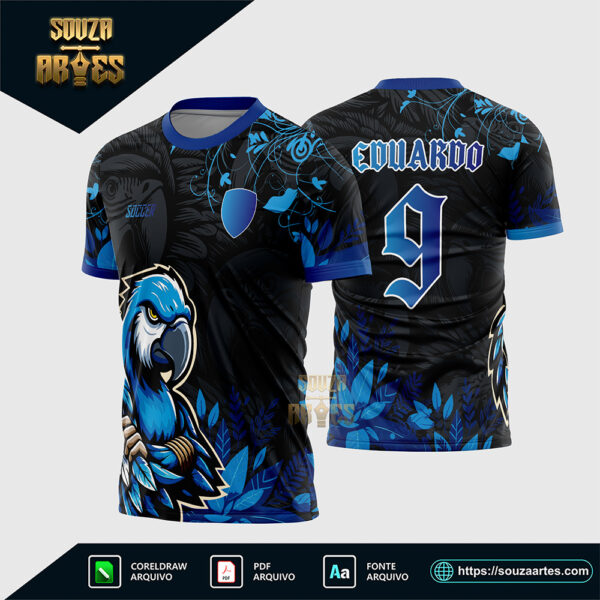 Arte Vetor Camisa Interclasse Arara Azul Corel Draw X7 para sublimação