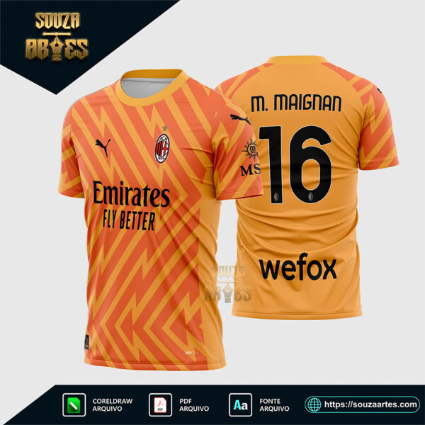 Arte Vetor Camisa AC Milan Goleiro 2023-24 Corel Draw X7 para sublimação