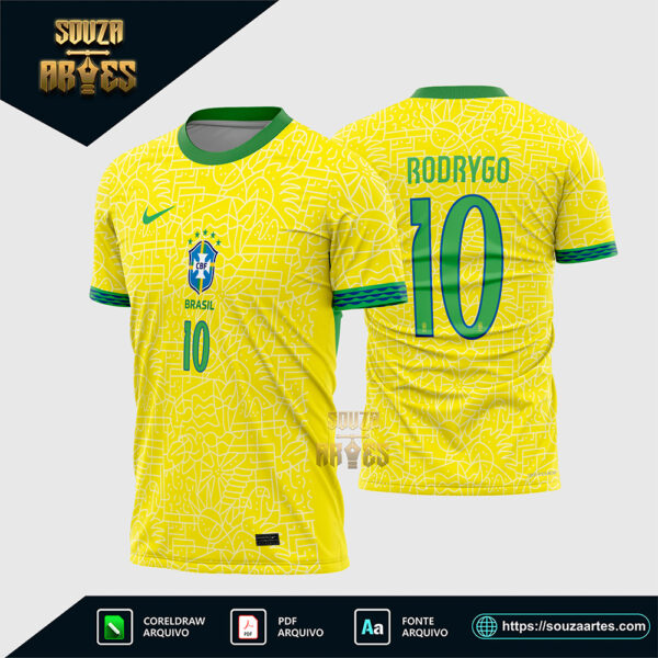 Arte Vetor Camisa Brasil Titular 2024 - 2025 Corel Draw X7 para sublimação