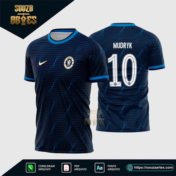 Arte Vetor Camisa Chelsea Reserva 2023-24 Corel Draw X7 para sublimação