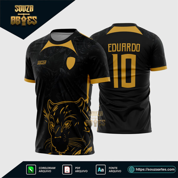 Arte Camisa Interclasse Pantera Negra Dourado Corel Draw X7 para sublimação