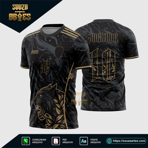 Arte Vetor Camisa Interclasse Pantera Negra Dourado 2025 Corel Draw X7 para sublimação