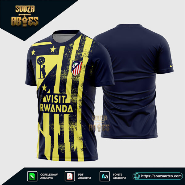Arte Vetor Camisa Atlético Madrid Pré-Jogo 2025-2026 Corel Draw X7 para sublimação