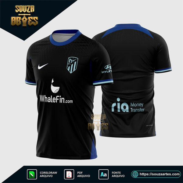 Arte Vetor Camisa Atlético Madrid Reserva 2022-2023 Corel Draw X7 para sublimação