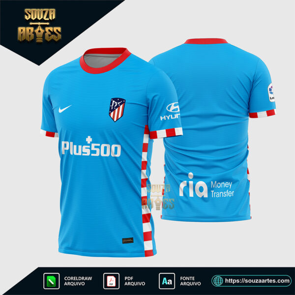 Arte Vetor Camisa Atlético Madrid Terceira 2021-2022 Corel Draw X7 para sublimação