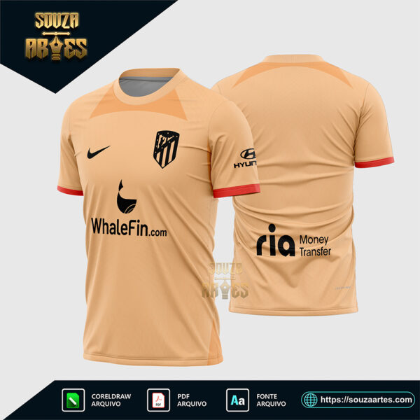 Arte Vetor Camisa Atlético Madrid Terceira 2022-2023 Corel Draw X7 para sublimação