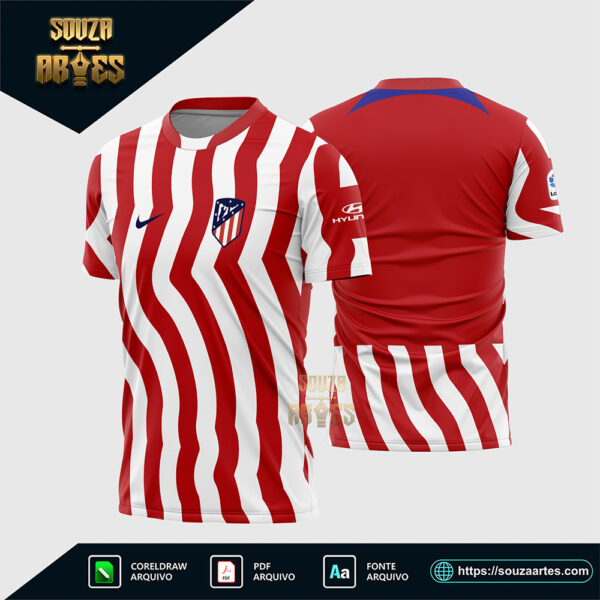 Arte Vetor Camisa Atlético Madrid Titular 2022-2023 Corel Draw X7 para sublimação