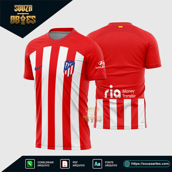Arte Vetor Camisa Atlético Madrid Titular 2023-2024 Corel Draw X7 para sublimação