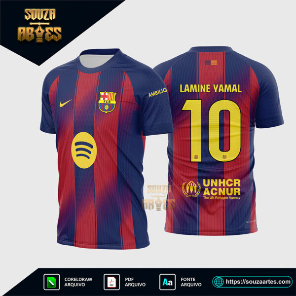 Arte Vetor Camisa Barcelona Local 2025-2026 Corel Draw X7 para sublimação