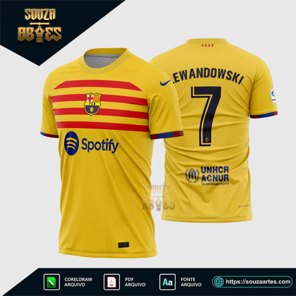 Arte Vetor Camisa Barcelona Quarta 2022-2023 Corel Draw X7 para sublimação