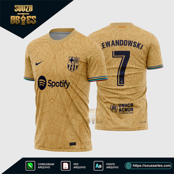 Arte Vetor Camisa Barcelona Reserva 2022 - 2023 Corel Draw X7 para sublimação