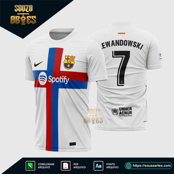 Arte Vetor Camisa Barcelona Terceira 2022-2023 Corel Draw X7 para sublimação