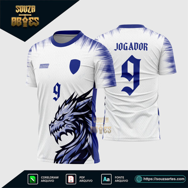 Arte Vetor Camisa Branca Interclasse Dragão Azul Corel Draw X7 para sublimação