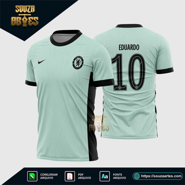 Arte Vetor Camisa Chelsea Terceira 2023 - 2024 Corel Draw X7 para sublimação