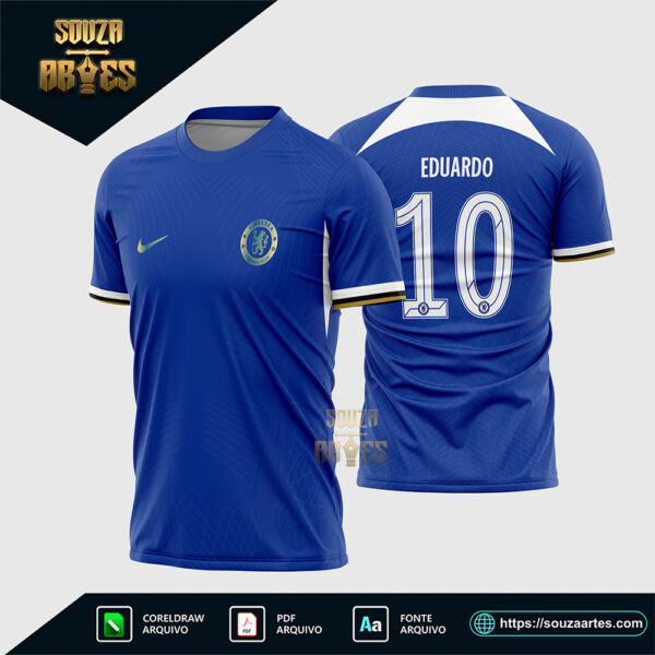 Arte Vetor Camisa Chelsea Titular 2023 - 2024 Corel Draw X7 para sublimação