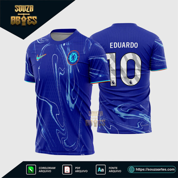 Arte Vetor Camisa Chelsea Titular 2024 - 2025 Corel Draw X7 para sublimação