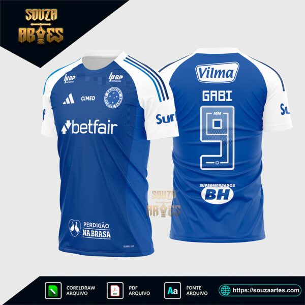 Arte Vetor Camisa Cruzeiro Titular 2025 - 2026 Corel Draw X7 para sublimação