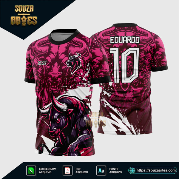 Arte Vetor Camisa Interclasse 2025 Touro Rosa Corel Draw X7 para sublimação