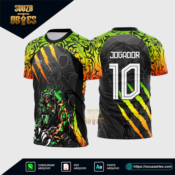 Arte Vetor Camisa Interclasse Pantera Negra Dourado 2025 Corel Draw X7 para sublimação