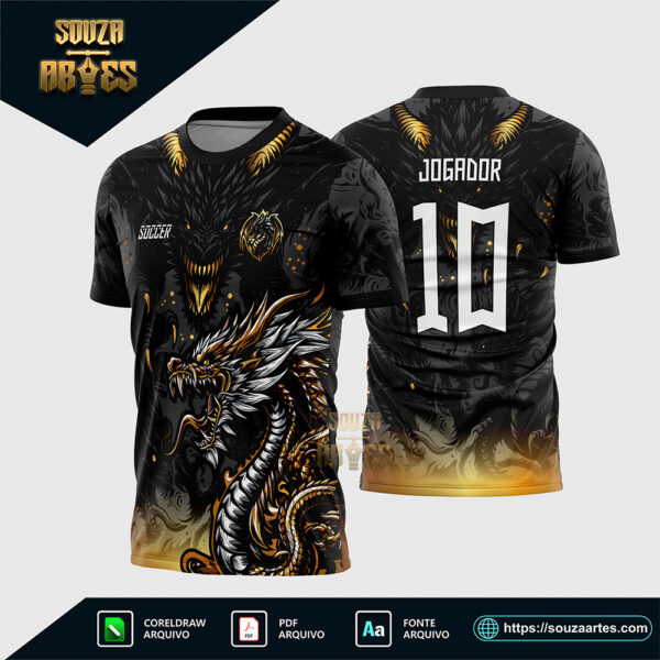 Arte Vetor Camisa Interclasse Dragão Negro 2025 Corel Draw X7 para sublimação