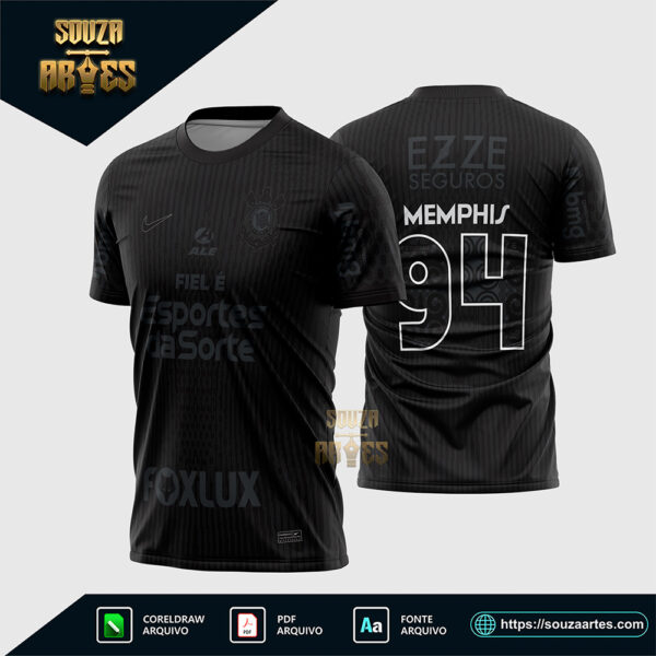 Arte Vetor Camisa Corinthians Reserva 2024 - 2025 Corel Draw X7 para sublimação