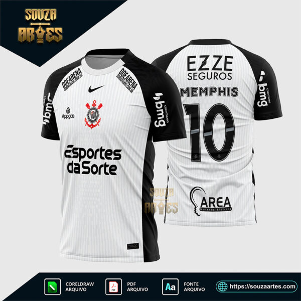 Arte Vetor Camisa Corinthians Titular 2025 - 2026 Corel Draw X7 para sublimação