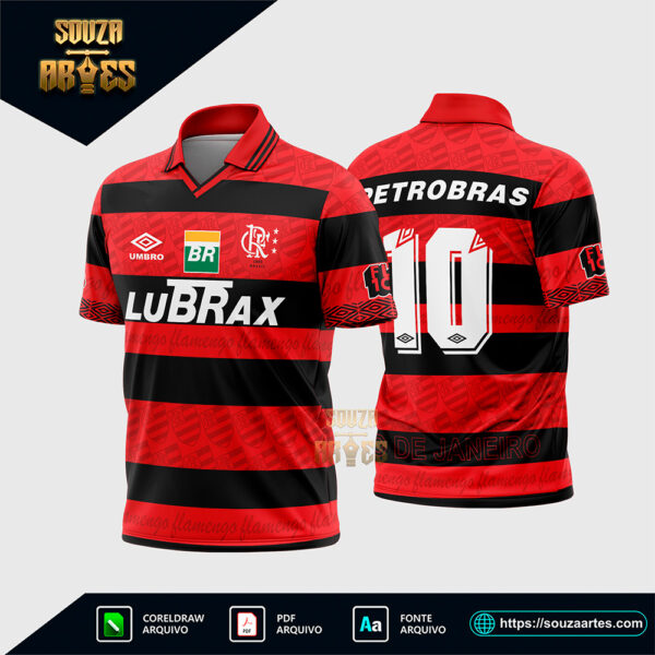 Arte Vetor Estampa Camisa Flamengo Titular 1995 - 1996 Corel Draw X7 para sublimação