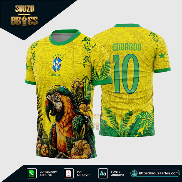 Arte Vetor Camisa Interclasse Arara Brasil Corel Draw X7 para sublimação