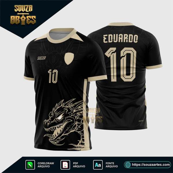 Arte Vetor Camisa Interclasse Dragão Dourado Corel Draw X7 para sublimação