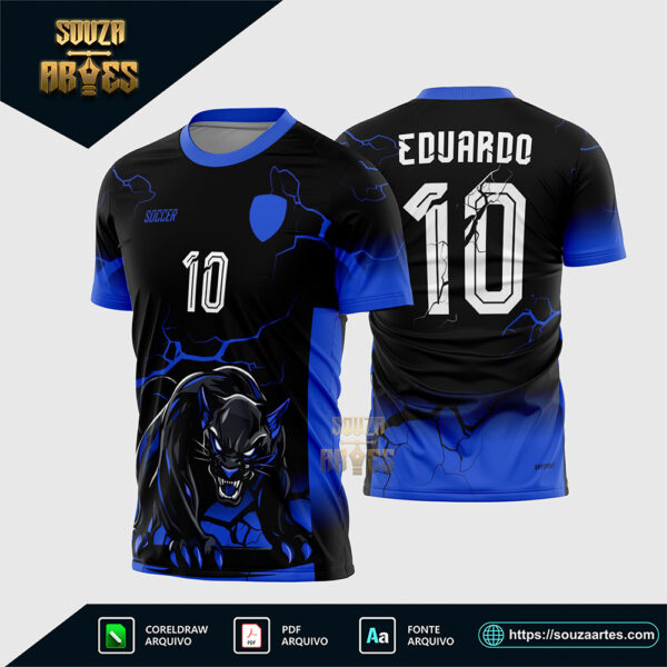 Arte Vetor Camisa Interclasse Pantera Raios Azul Corel Draw X7 para sublimação