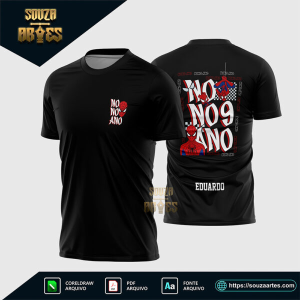 Arte Vetor Camisa Nono Ano Homem Aranha Corel Draw X7 para sublimação