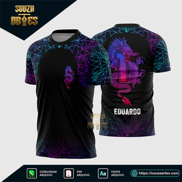 Arte Vetor Camisa Primeirão Dragão Degradê Corel Draw X7 para sublimação