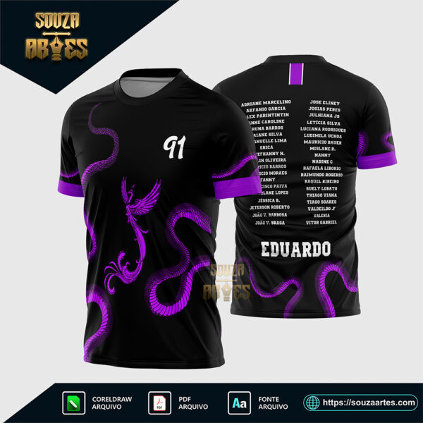 Arte Vetor Template Camisa para Formandos Fênix e Cobra Roxa Corel Draw X7 para sublimação