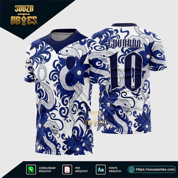Arte Vetor Camisa Interclasse Serpente Azul Corel Draw X7 para sublimação