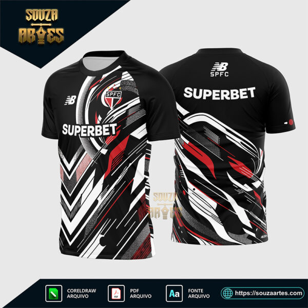 rte Vetor Camisa São Paulo Pré-Jogo 2025 - 2026 Corel Draw X7 para sublimação