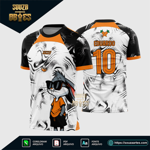 Arte Vetor Camisa Interclasse Pernalonga Laranja Looney Tunes Corel Draw X7 para sublimação