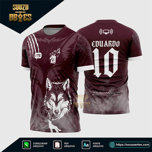 Arte Vetor Camisa Interclasse Lobo Cor Vinho 2026 Corel Draw X7 para sublimação