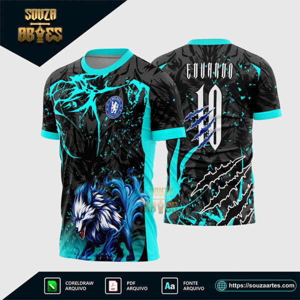 Arte Vetor Camisa Interclasse Lobo Fogo 2026 Corel Draw X7 para sublimação