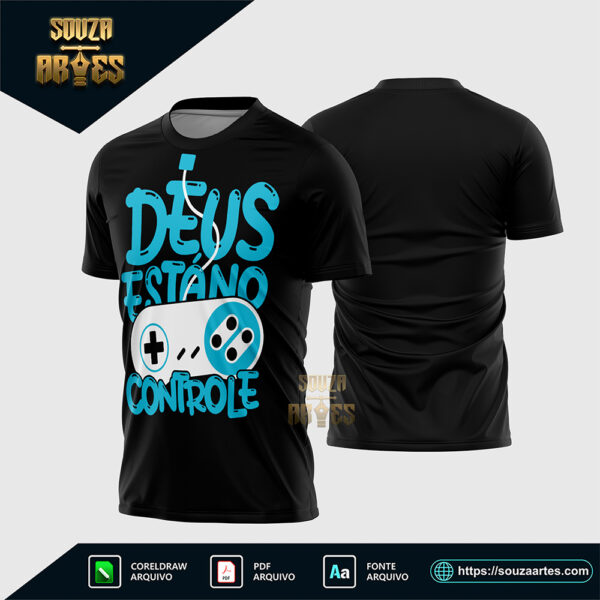 Arte Vetor Camisa Religião Deus Está No Controle 2026 Corel Draw X7 para sublimação