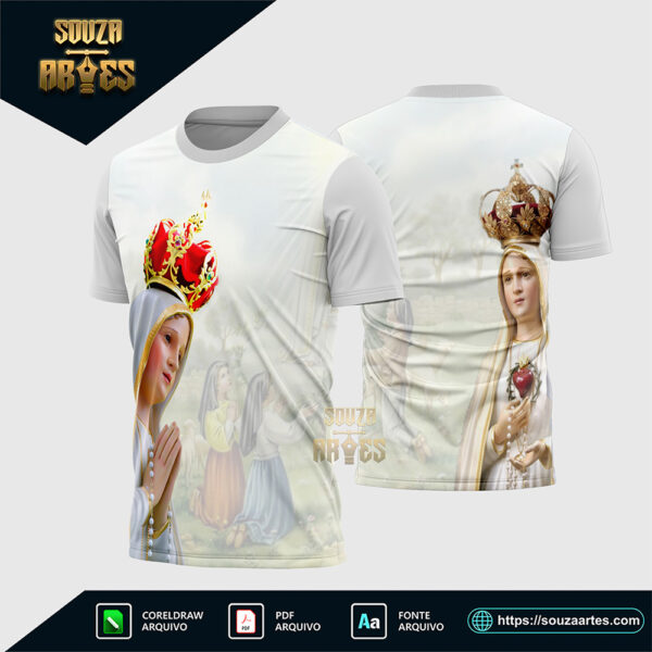 Arte Vetor Camisa Religião Nossa Senhora de Fátima 2025 Corel Draw X7 para sublimação