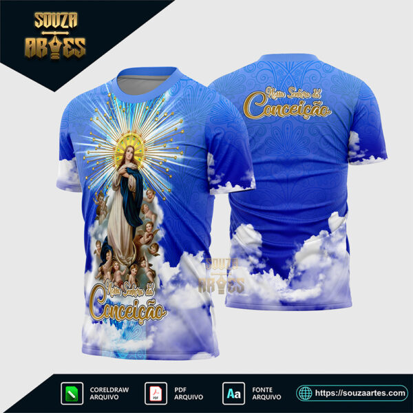 Arte Vetor Camisa Religião Nossa Senhora Imaculada Conceição Corel Draw X7 para sublimação