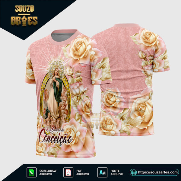 Arte Vetor Camisa Religião Nossa Senhora Imaculada Conceição Corel Draw X7 para sublimação