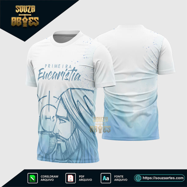 Arte Vetor Camisa Religião Primeira Eucaristia 2026 Corel Draw X7 para sublimação